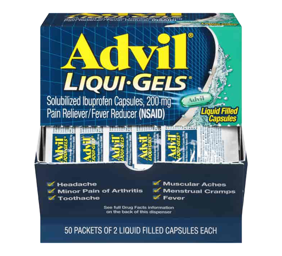 Advil Liquid Gel (NSAID) 2 Caplets 200mg 50PK